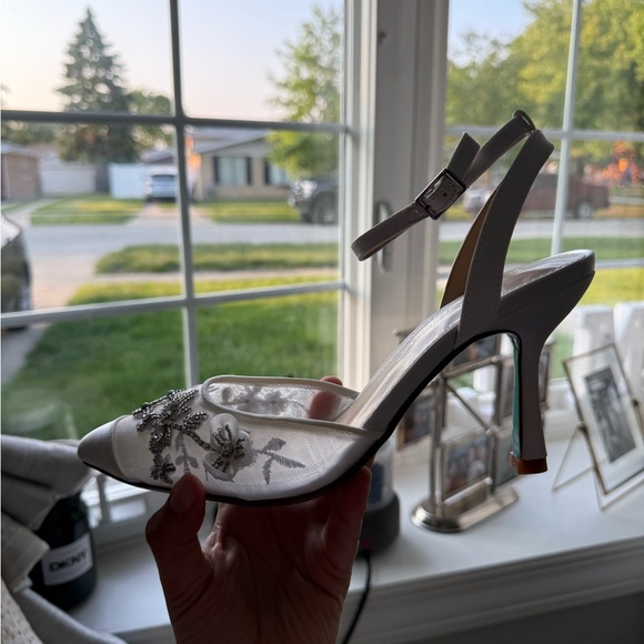 Betsey Johnson white Stiletto Heels with Ankle Strap - Picture 1 of 8